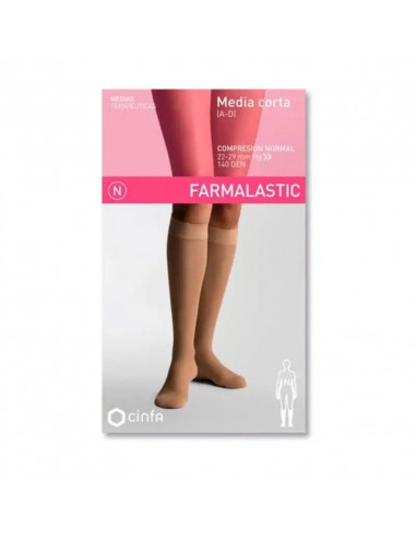 Farmalastic Media Corta Compresión Normal Beige, Talla Reina Plus, Unidad