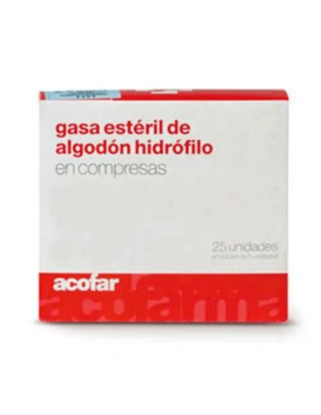 Acofar Gasa Esteril Algodon Hidrofilo En Compresas 25 unidades