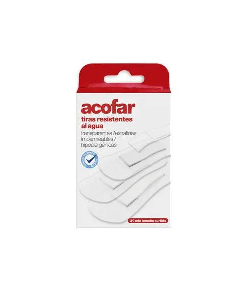 Acofar Tiritas Transparentes Resistentes Al Agua 20 unidades