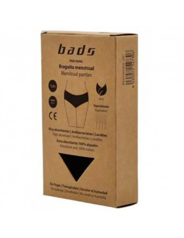 Bads Braguita Menstrual Negra Con Costura Talla M.