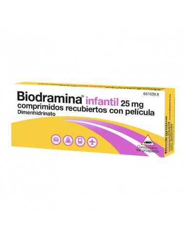 Biodramina Infantil 25 mg 12 comprimidos Recubiertos