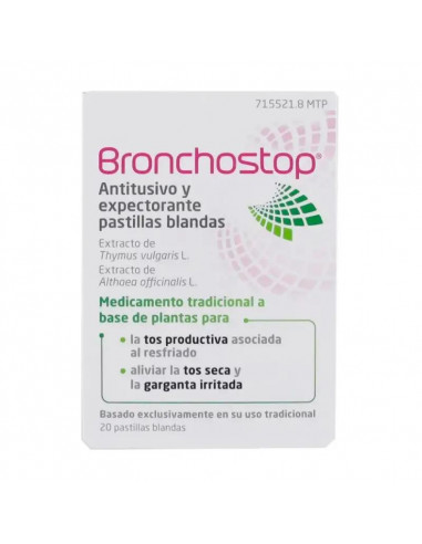 Bronchostop Antitusivo y Expectorante, 20 Pastillas Blandas