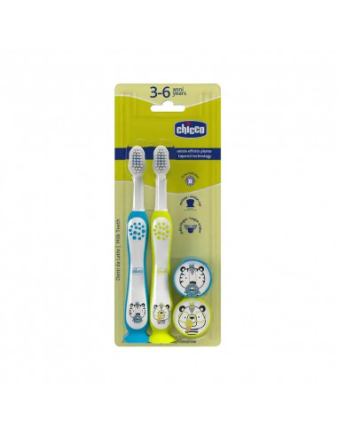 Chicco Bipack Cepillo De Dientes Tiger-Panda 3-6Y, 2 uds