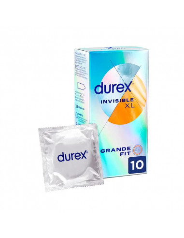 Durex Invisible XL Ultra Fino, 10 Preservativos talla XL