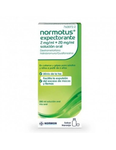 Normotus Expectorante 2 mg/ml + 20 mg/ml Solución Oral 1 Frasco, 200 ml