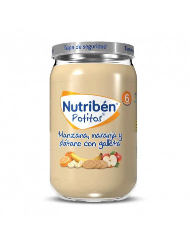 Nutribén Potito Manzana, Naranja y Platano con Galleta, 235 gr