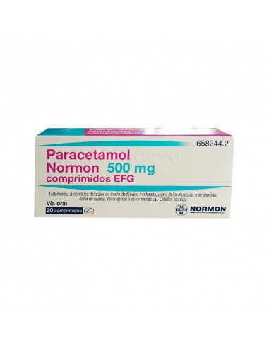 Paracetamol Normon EFG 500 mg, 20 Comprimidos