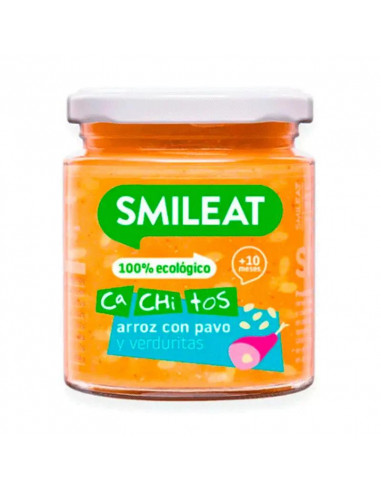 Smileat Tarrito con Cachitos de Arroz y Pavo con Verduras, 230 gr