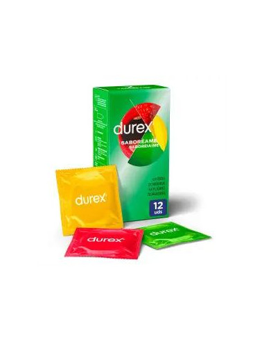 Durex Preservativos Saboreame con Sabores Afrutados - Fresa, Plátano, Naranja y Manzana 12 unidades