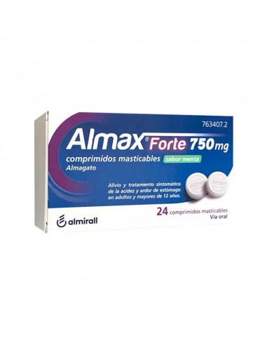 Almax 750 Mg Sabor Menta, 24 comprimidos masticables