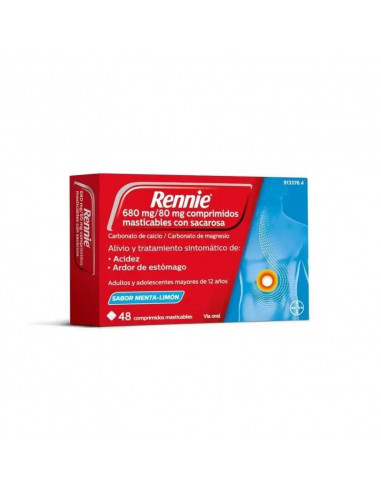 Rennie 48 Comprimidos Masticables con Sacarosa Menta- Limón