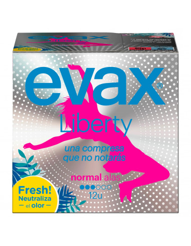 Evax Liberty Normal Compresas Con Alas, 12 unidades