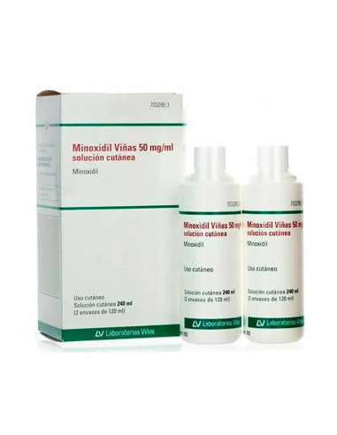 Viñas 50 Mg/ ml Minoxidil  Solución Cutánea 2 Frascos de 120 ml